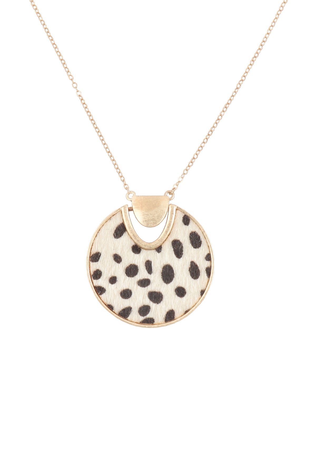 ANIMAL FABRIC ROUND PENDANT NECKLACE