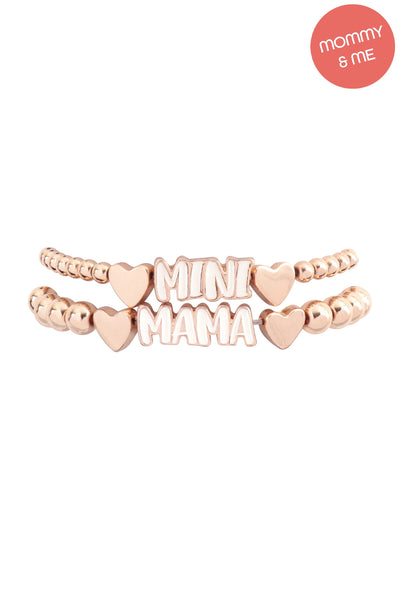 MINI & MAMA HEART CCB CHARM STRETCH BRACELET SET