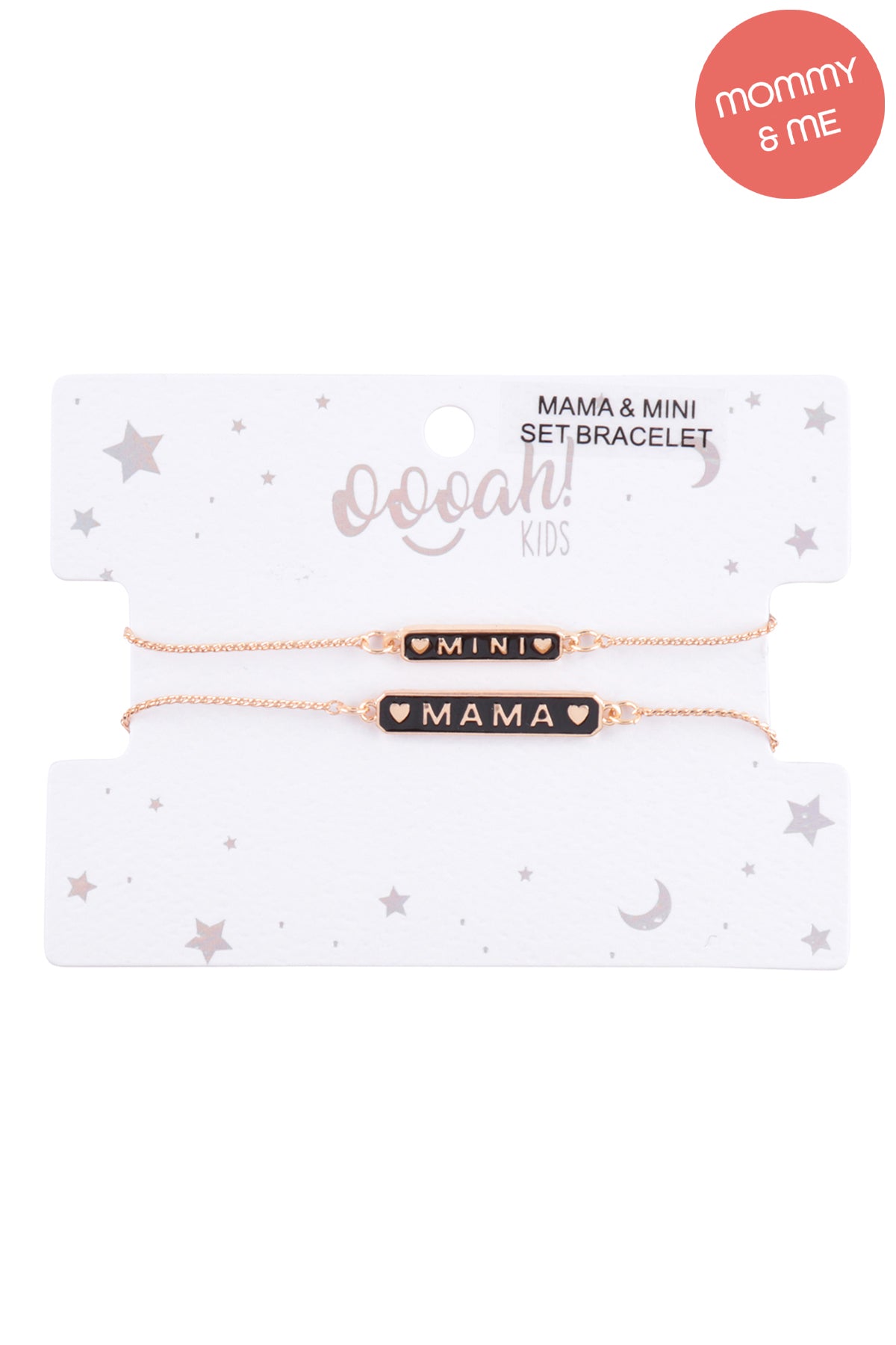 PERSONALIZED "MAMA" & "MINI" BAR SHAPE ENAMEL ADJUSTABLE 2 SET BRACELET