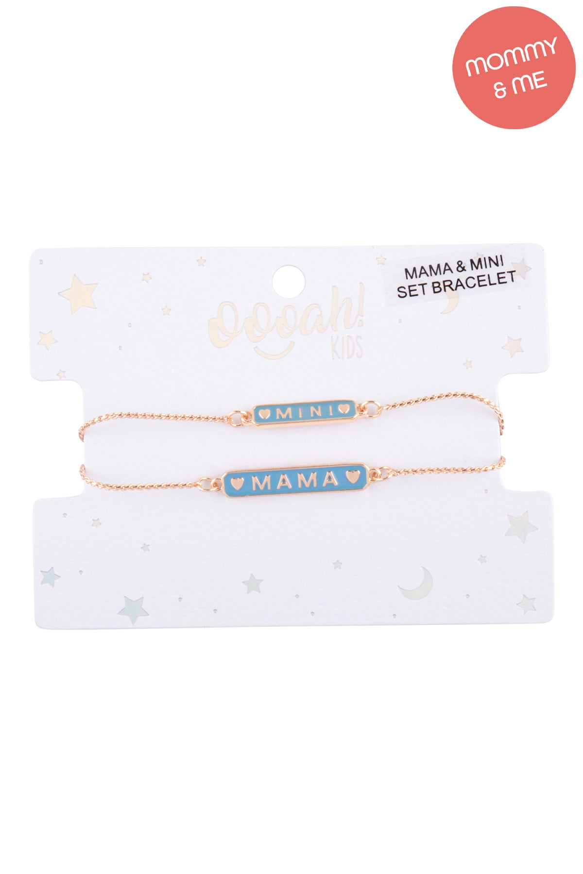 PERSONALIZED "MAMA" & "MINI" BAR SHAPE ENAMEL ADJUSTABLE 2 SET BRACELET