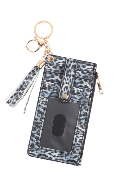 PRINT LONG ZIPPER WALLET TASSEL KEYCHAIN