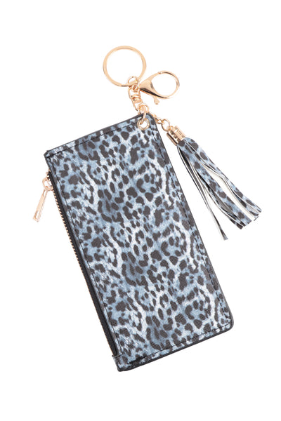 PRINT LONG ZIPPER WALLET TASSEL KEYCHAIN