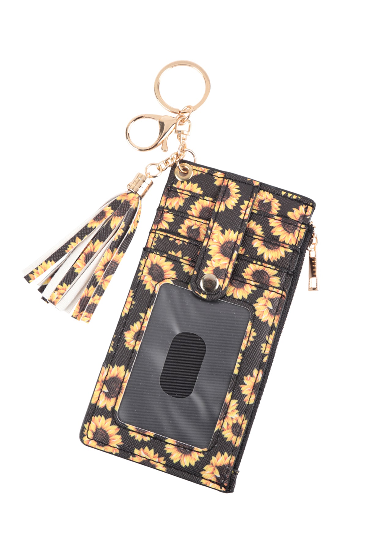 PRINT LONG ZIPPER WALLET TASSEL KEYCHAIN