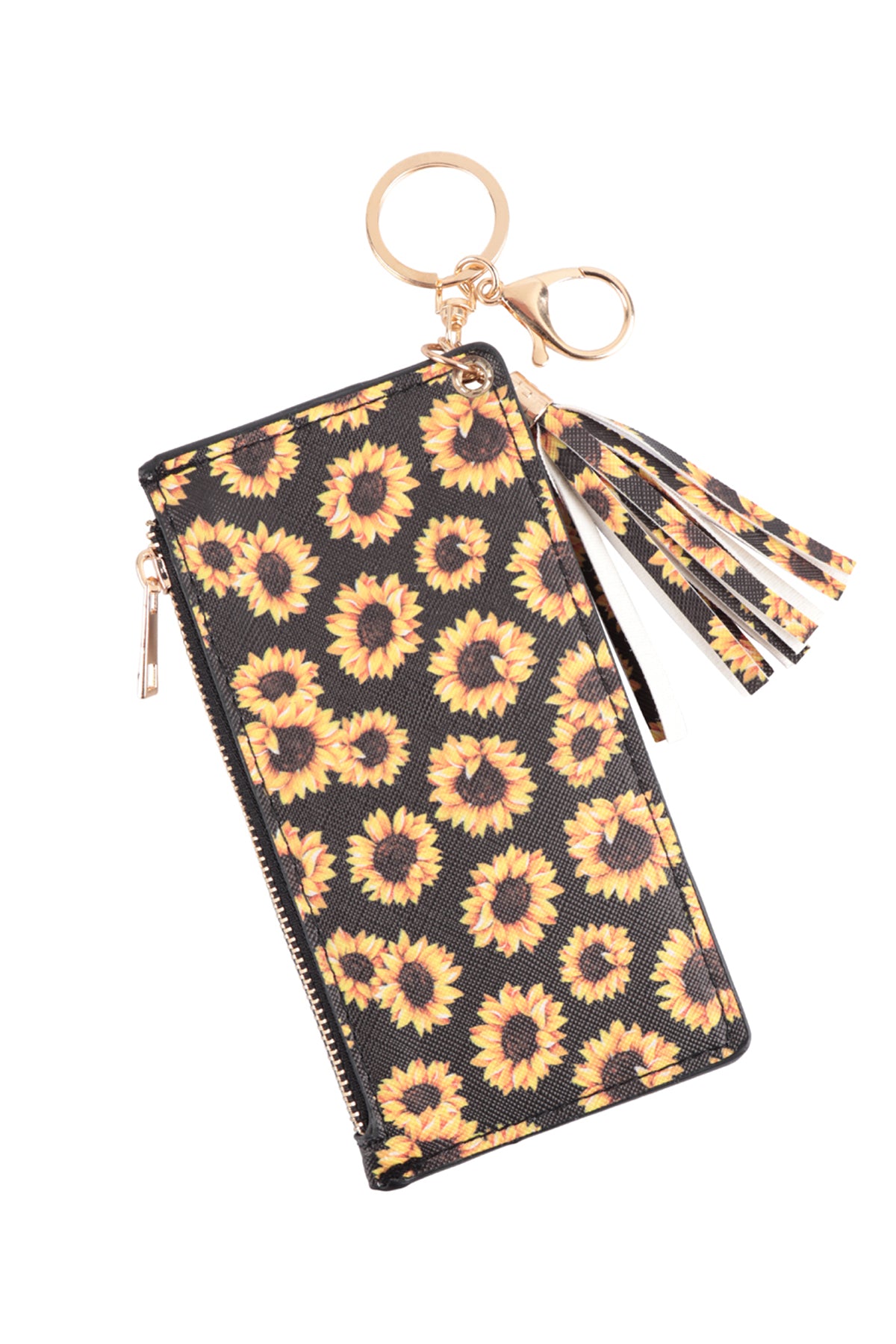 PRINT LONG ZIPPER WALLET TASSEL KEYCHAIN