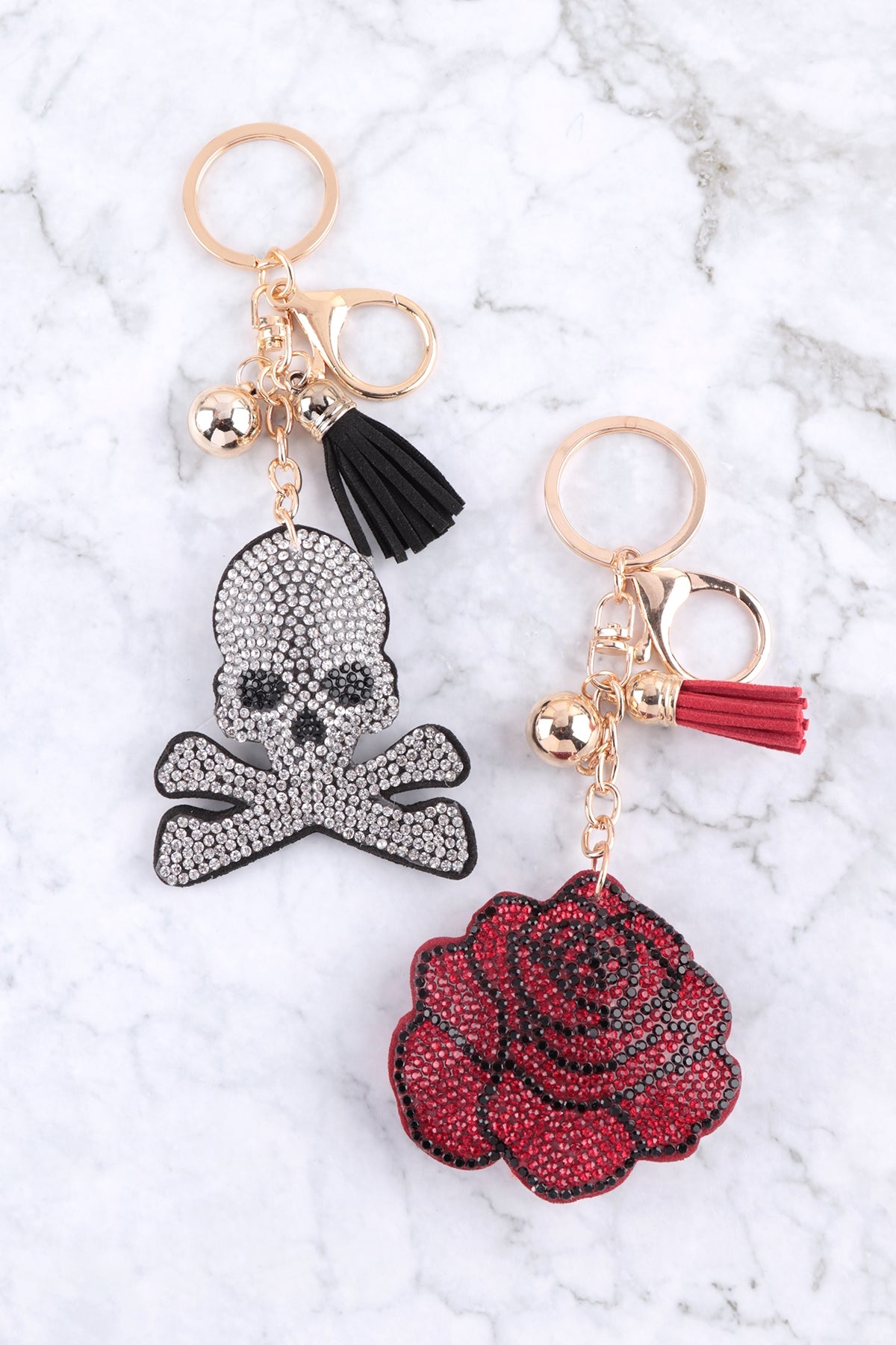 ROSE RHINESTONE TASSEL KEYCHAIN