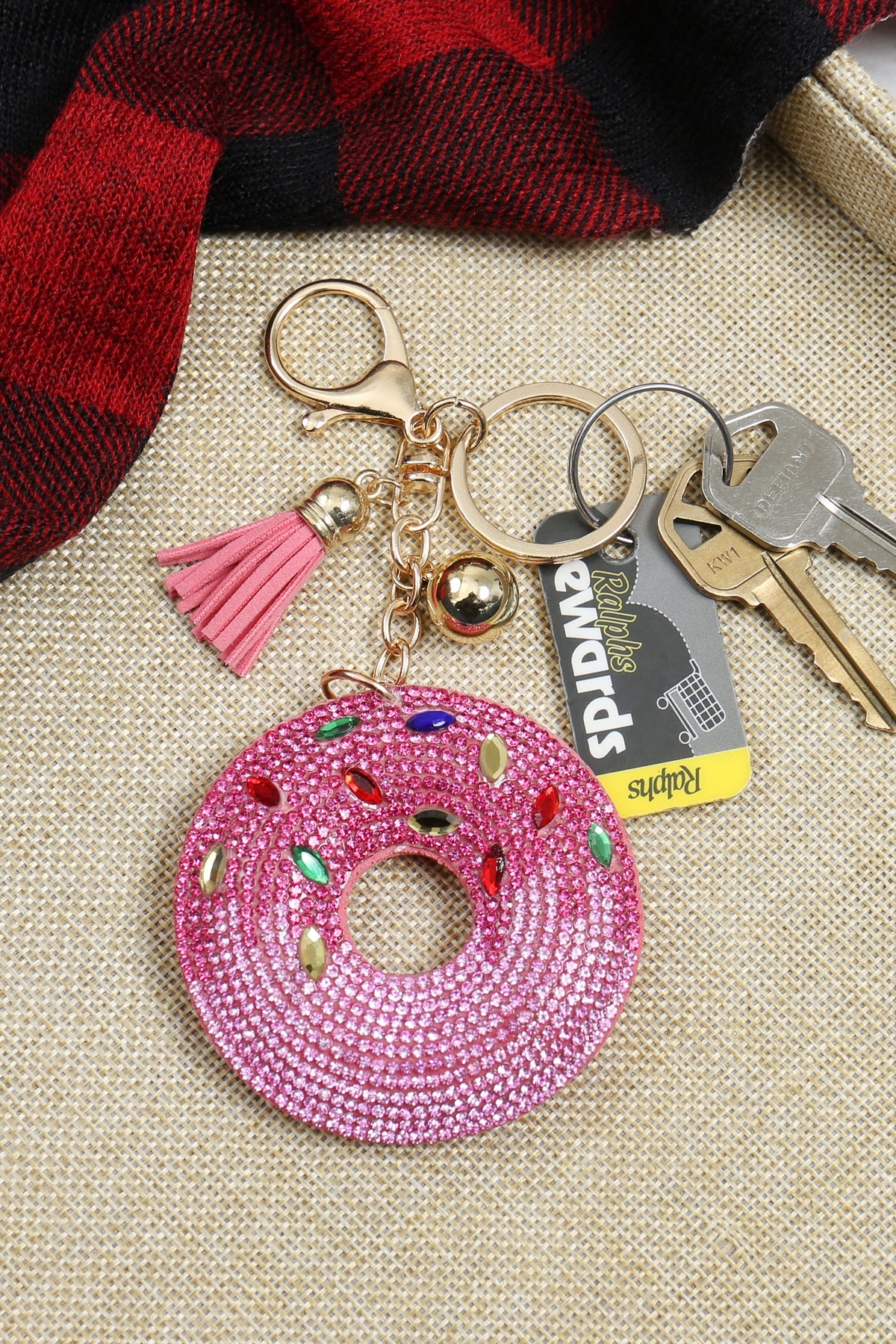 PINK DOUGHNUT TASSEL KEYCHAIN