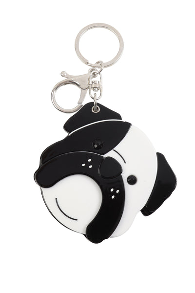 BLACK/BROWN ASSORTED CUTE BULLDOG W/MIRROR KEYCHAIN