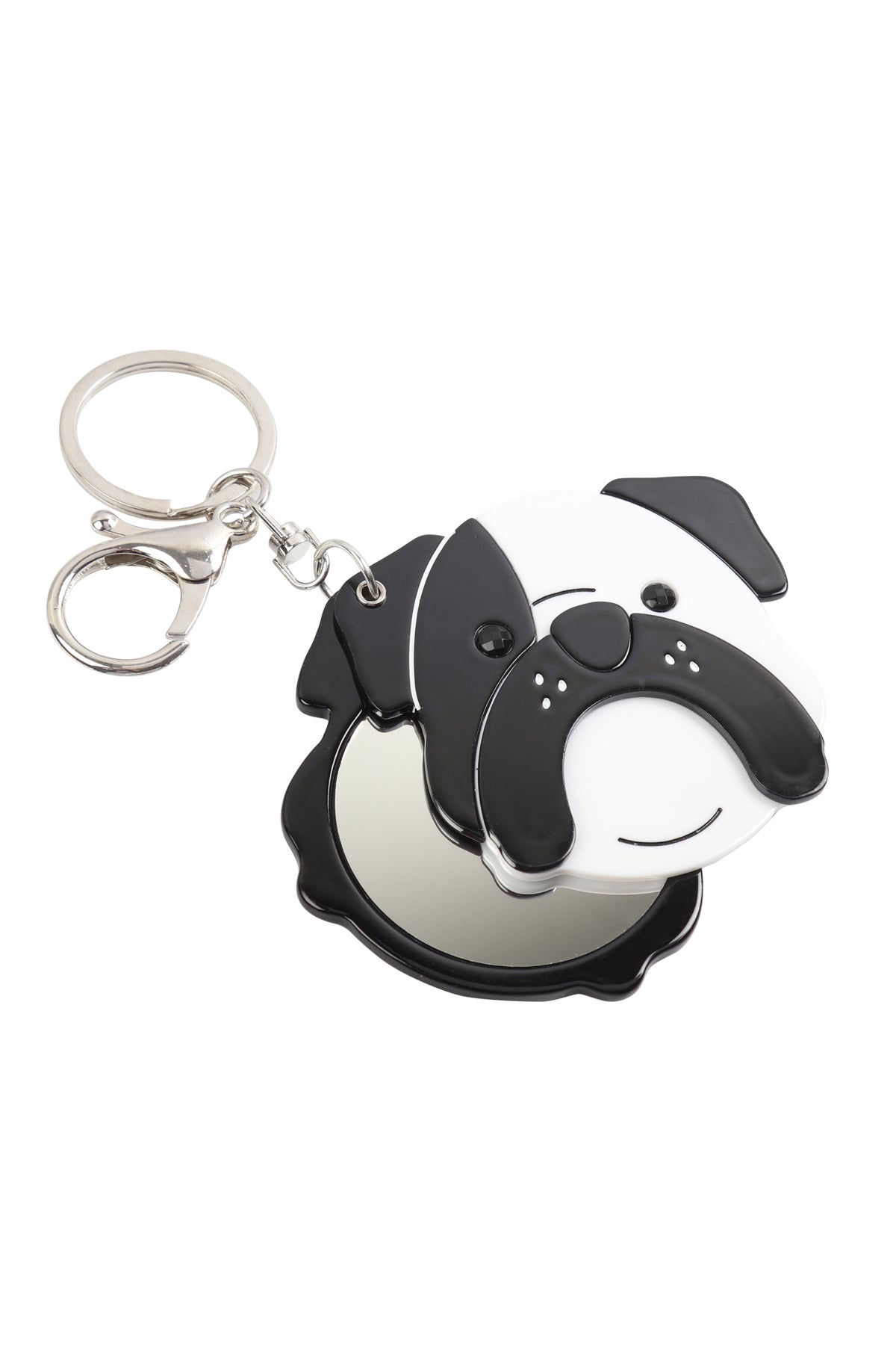 BLACK/BROWN ASSORTED CUTE BULLDOG W/MIRROR KEYCHAIN