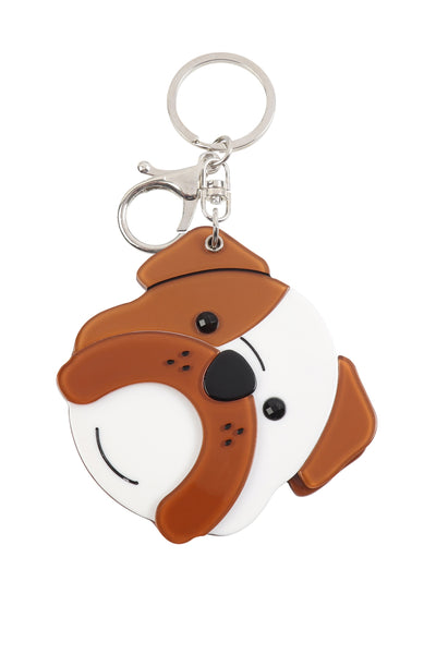 BLACK/BROWN ASSORTED CUTE BULLDOG W/MIRROR KEYCHAIN