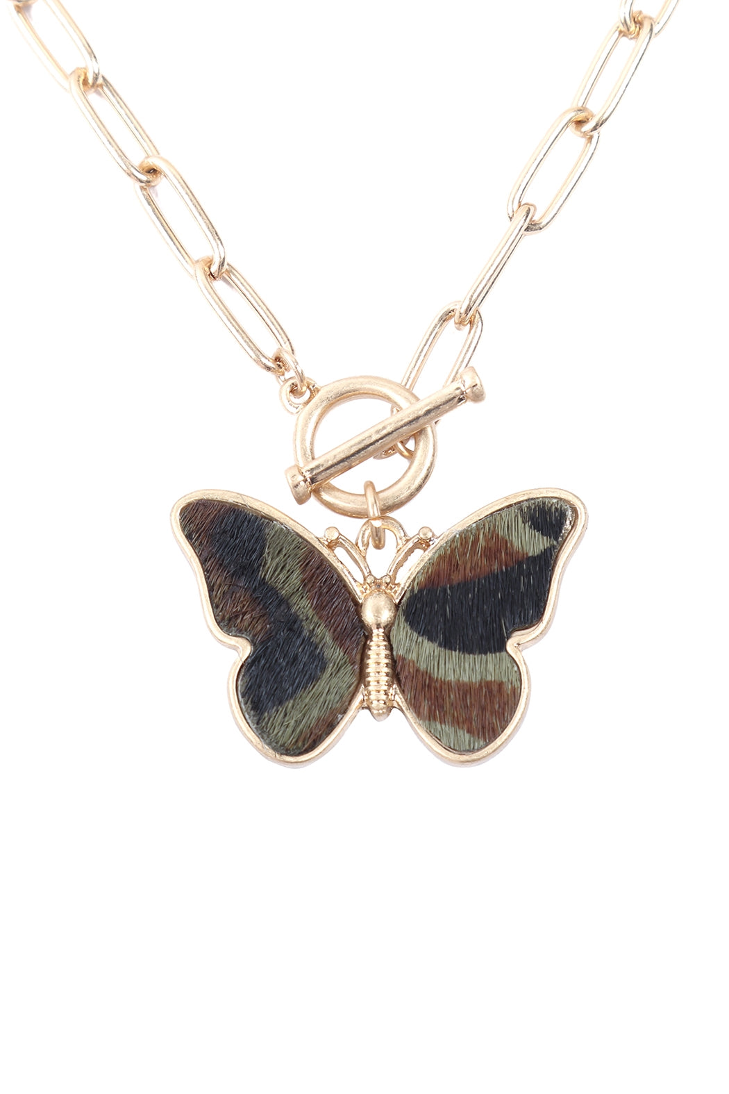 BUTTERFLY LEOPARD PRINT CHAIN NECKLACE