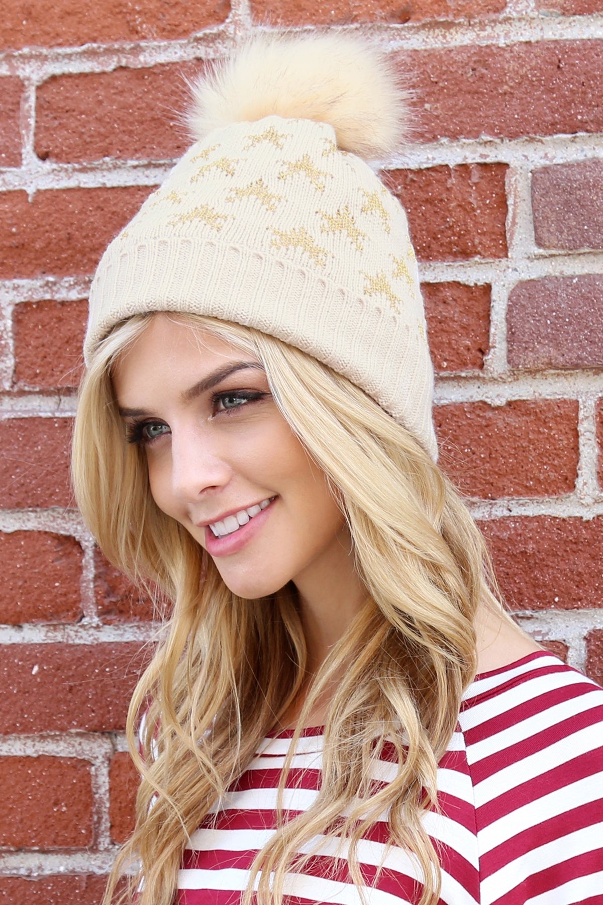 BEANIE WITH EMBROIDERED STARS (NOW $1.50 ONLY!)