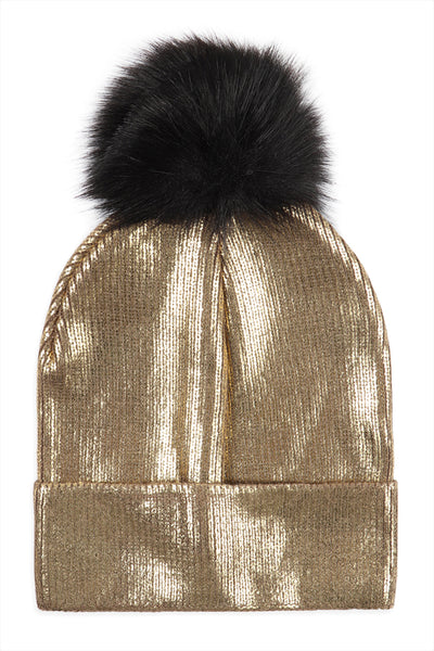 METALLIC LUREX POM BEANIE