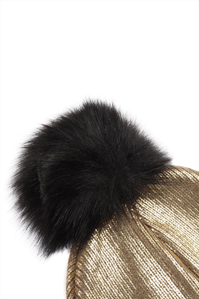 METALLIC LUREX POM BEANIE