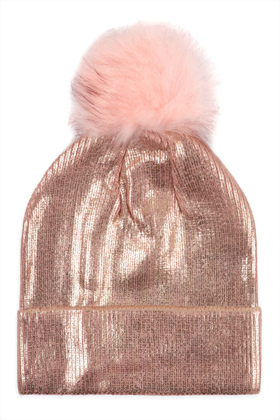 METALLIC LUREX POM BEANIE