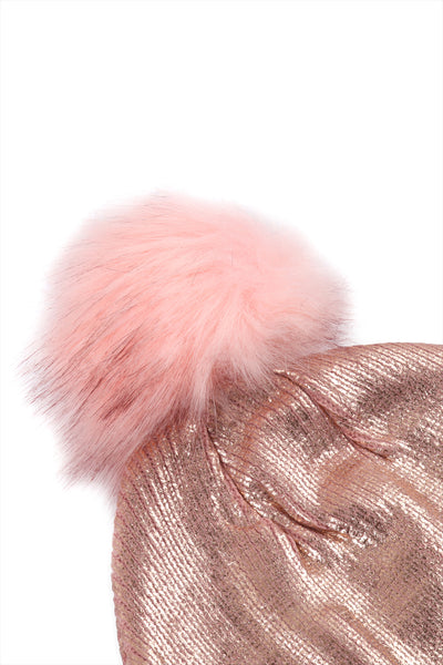 METALLIC LUREX POM BEANIE