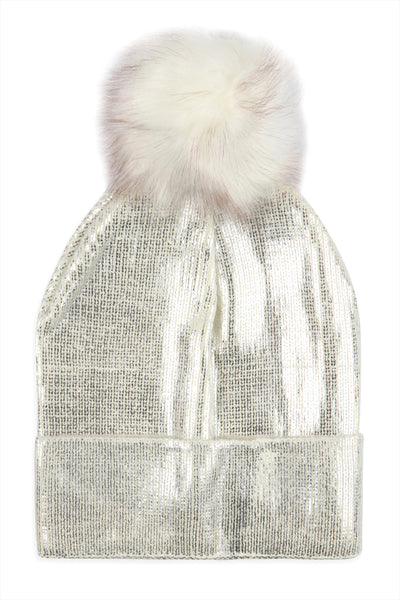 METALLIC LUREX POM BEANIE
