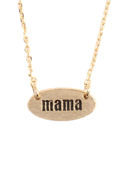 MAMA OVAL BRASS CHAIN NECKLACE