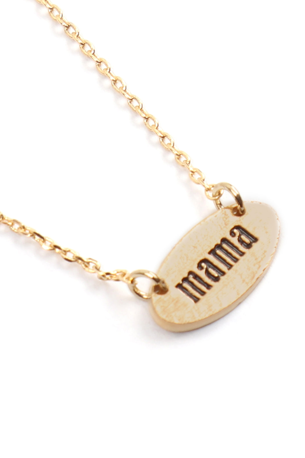 MAMA OVAL BRASS CHAIN NECKLACE