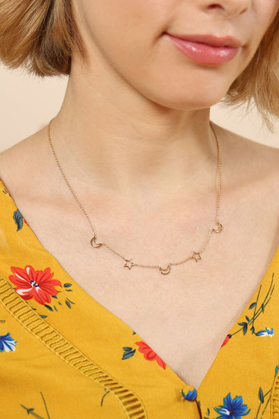 OPEN STAR & MOON DAINTY NECKLACE