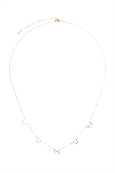 OPEN STAR & MOON DAINTY NECKLACE