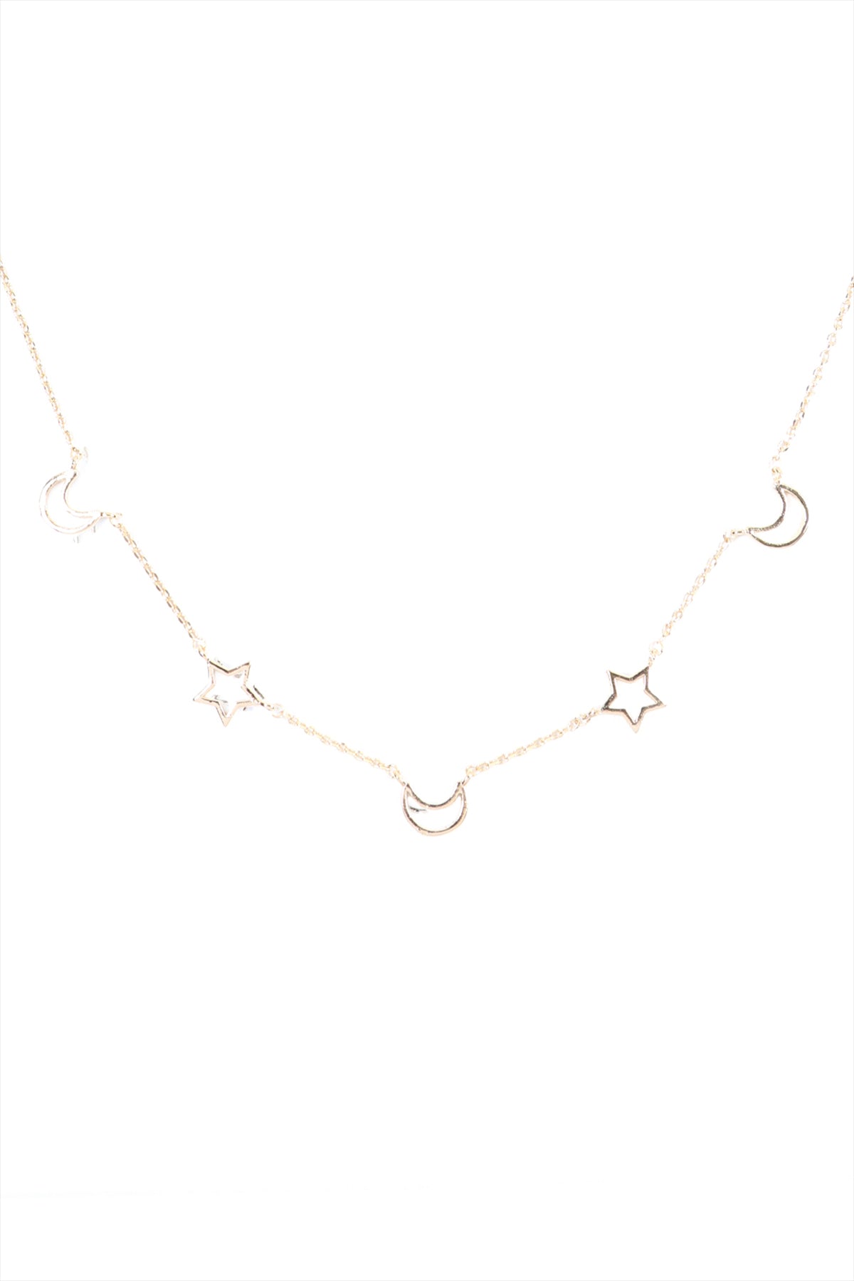 OPEN STAR & MOON DAINTY NECKLACE