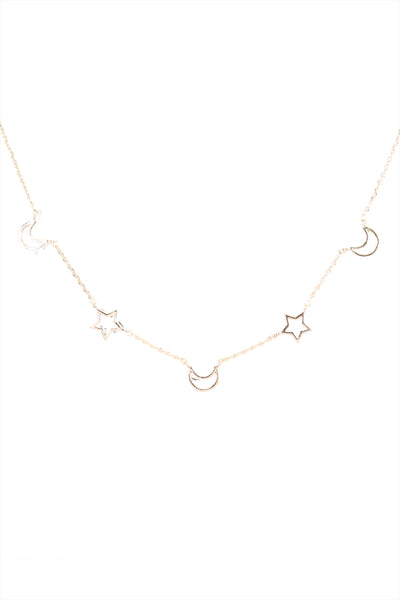 OPEN STAR & MOON DAINTY NECKLACE