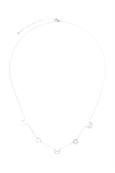 OPEN STAR & MOON DAINTY NECKLACE