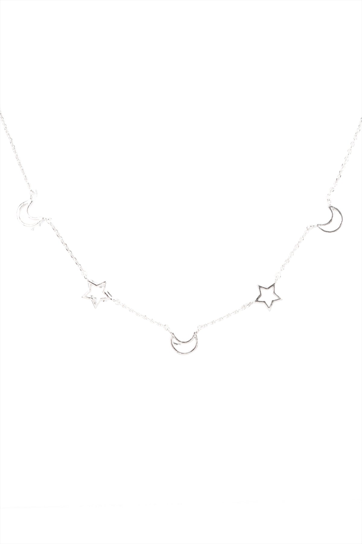 OPEN STAR & MOON DAINTY NECKLACE