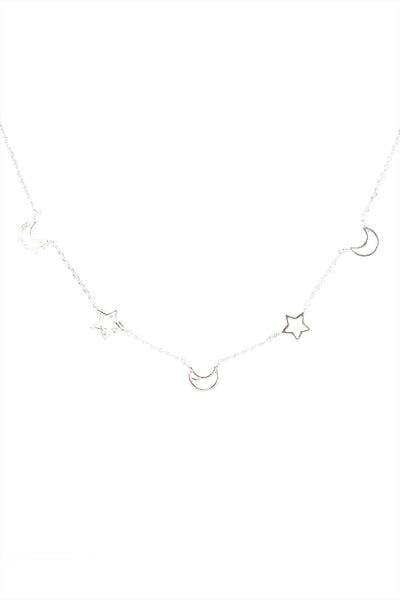 OPEN STAR & MOON DAINTY NECKLACE
