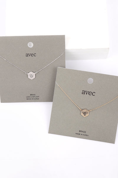 BEE STAMPING PENDANT NECKLACE