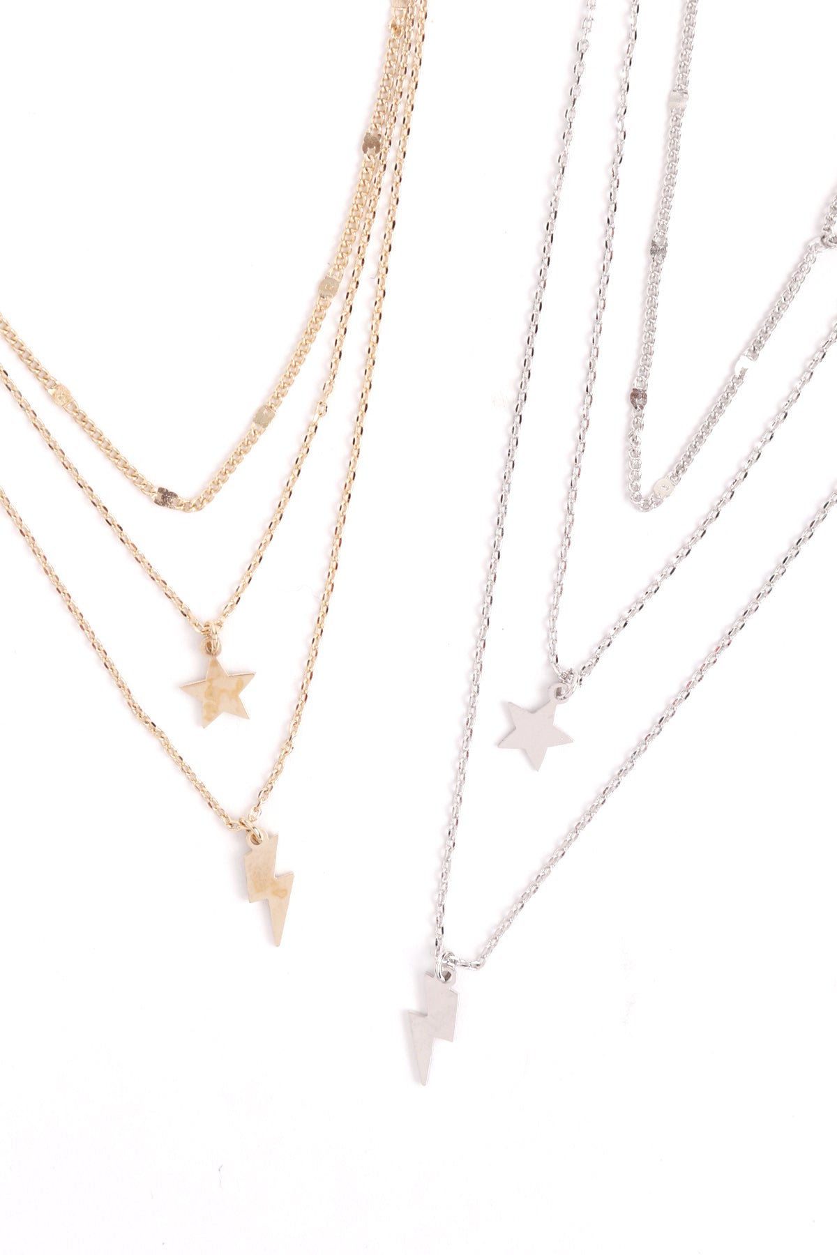3 LAYERED STAR AND LIGHNING NECKLACE