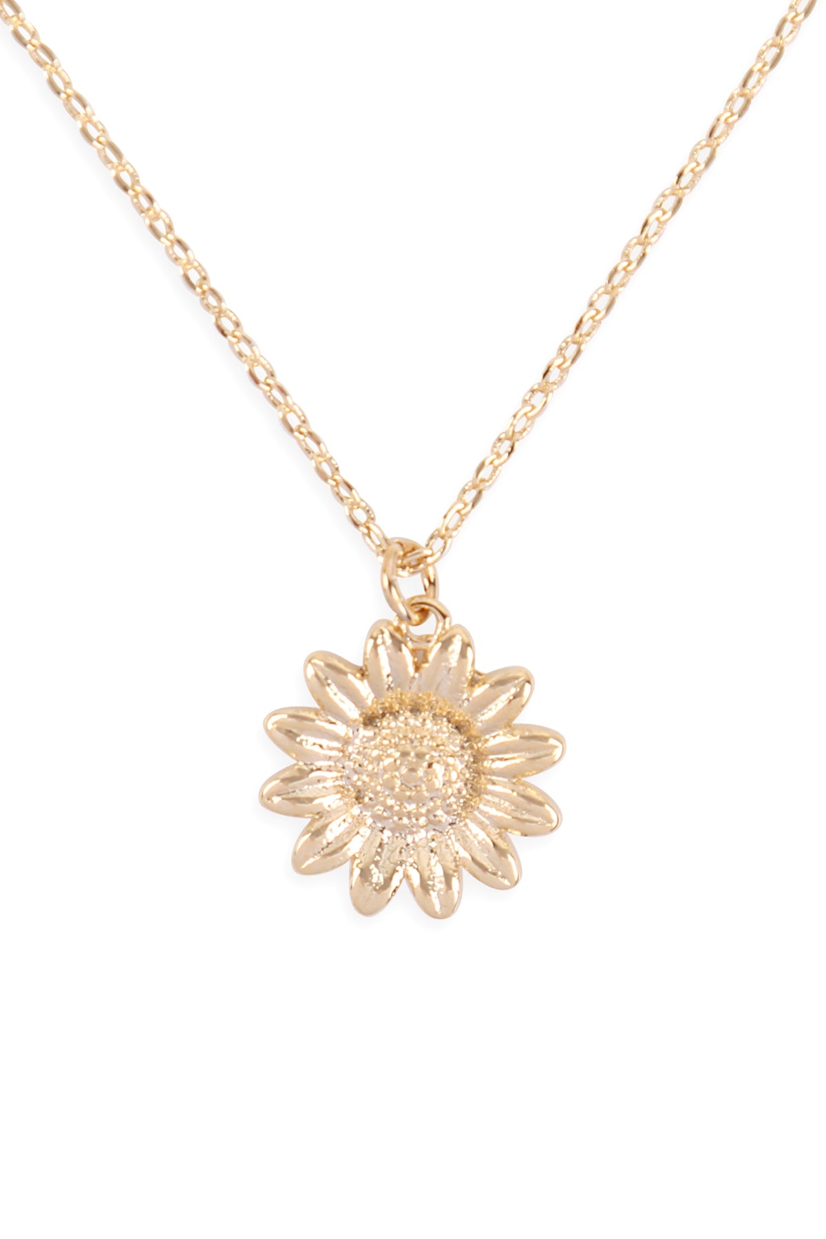 SUNFLOWER PENDANT BRASS NECKLACE