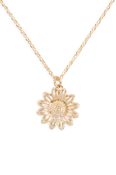 SUNFLOWER PENDANT BRASS NECKLACE