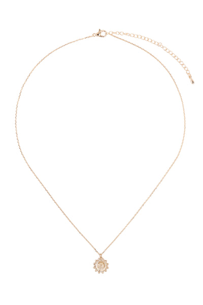 SUNFLOWER PENDANT BRASS NECKLACE