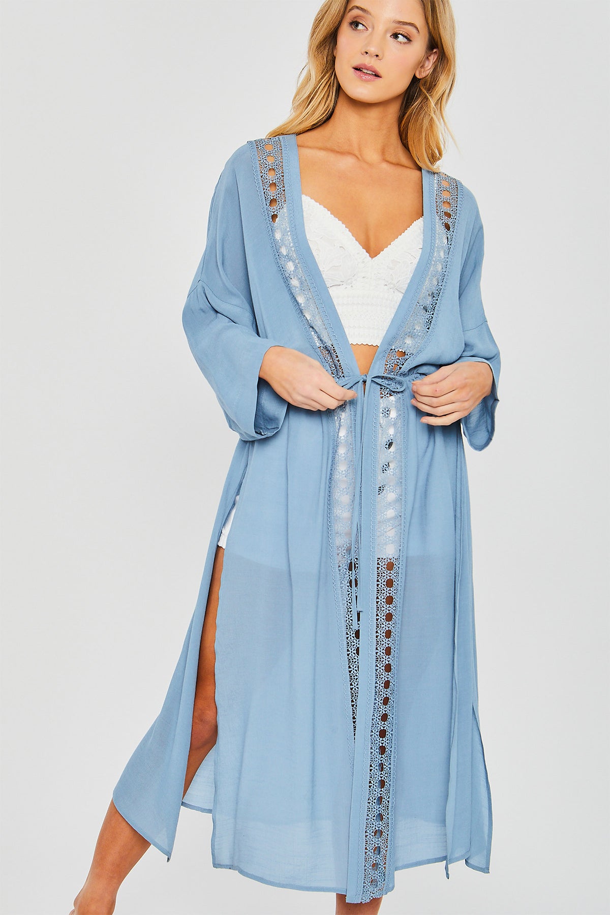 LT-2046TM - SLUB GAUZE MAXI KIMONO 2-2-2