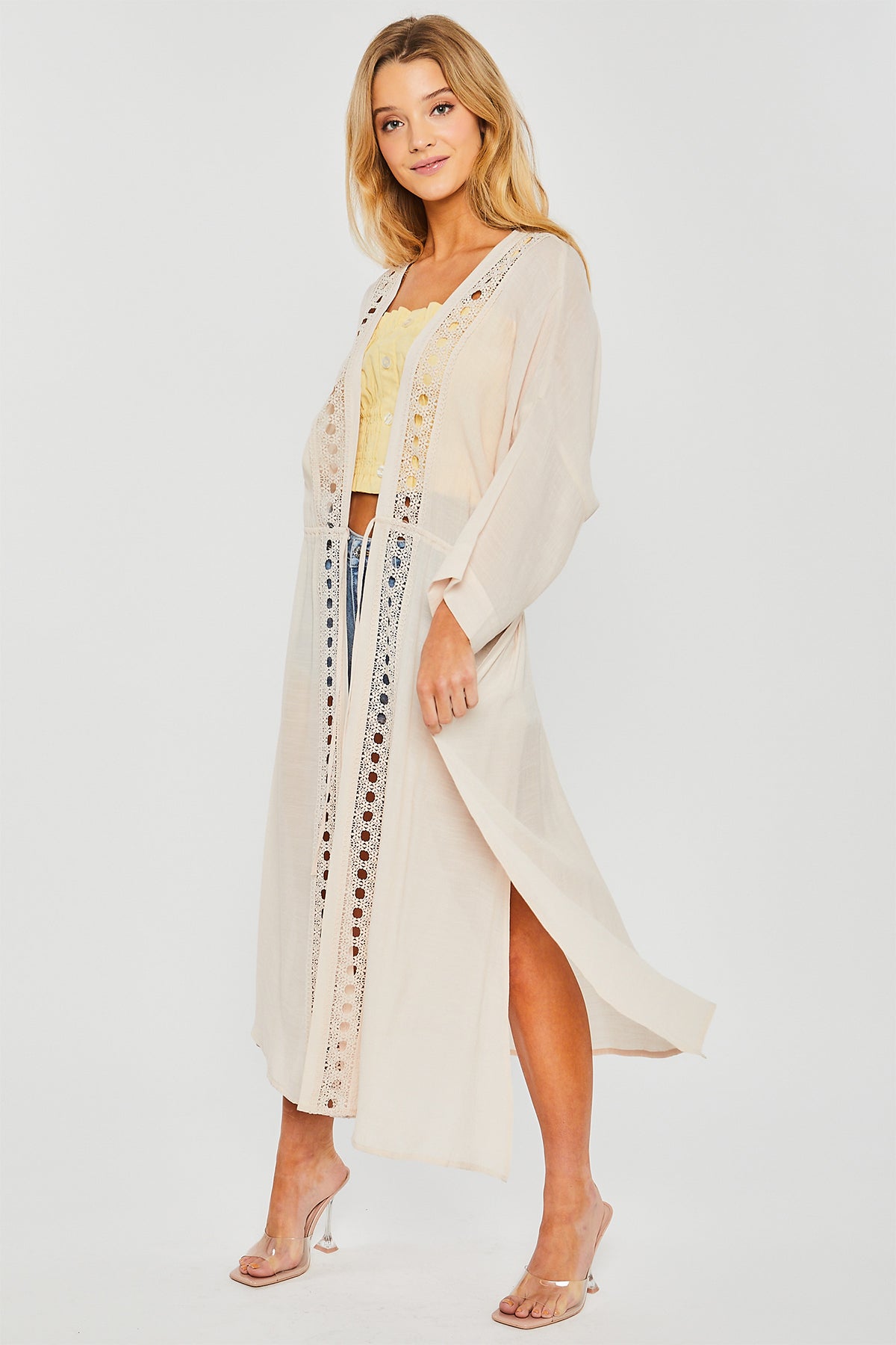 LT-2046TM - SLUB GAUZE MAXI KIMONO 2-2-2