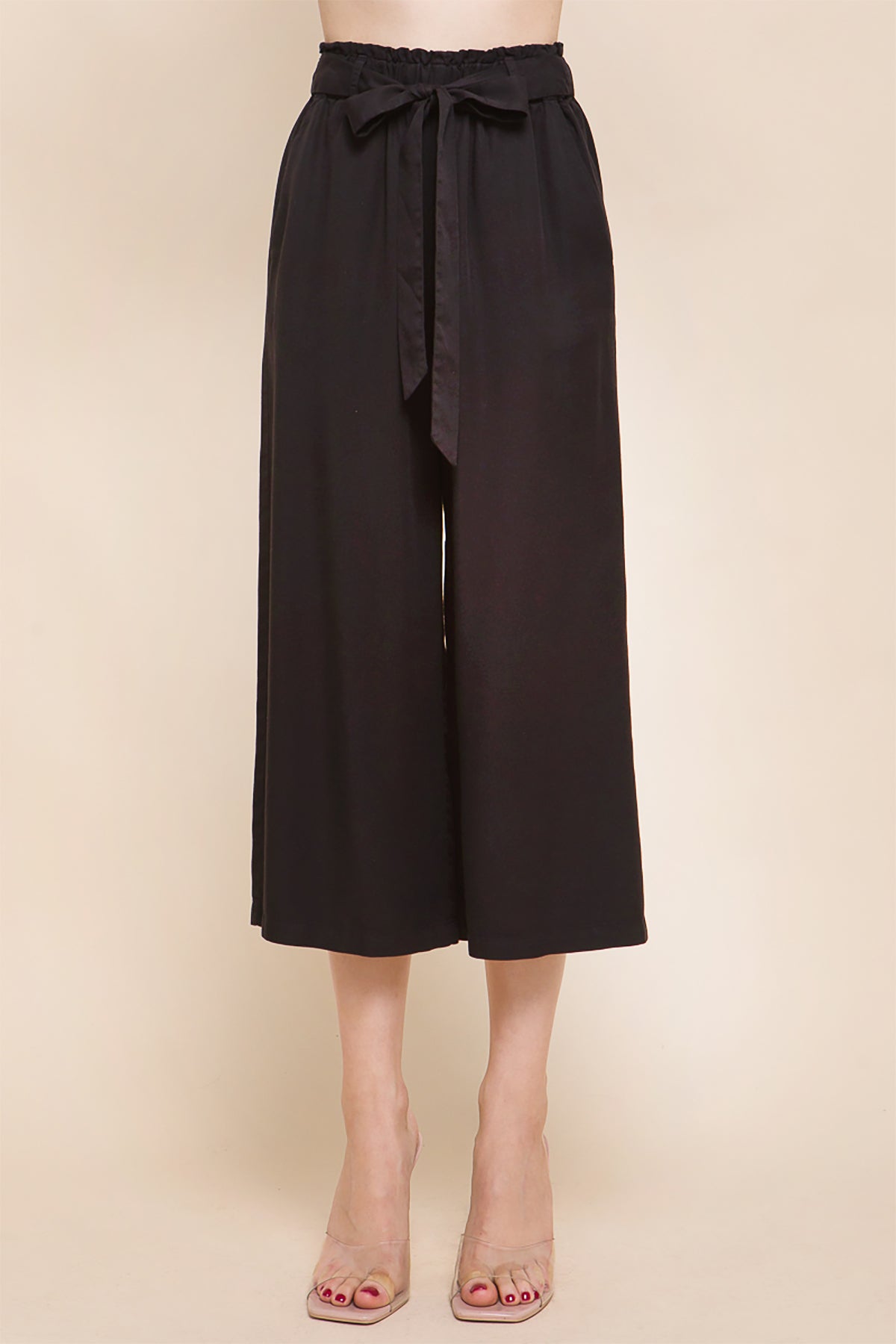 HIGH RISE TIE WAIST TENCEL PAPERBAG PANTS 2-2-2