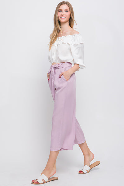 HIGH RISE TIE WAIST TENCEL PAPERBAG PANTS 2-2-2