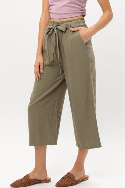 HIGH RISE TIE WAIST TENCEL PAPERBAG PANTS 2-2-2