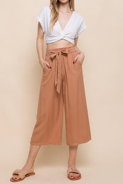 HIGH RISE TIE WAIST TENCEL PAPERBAG PANTS 2-2-2