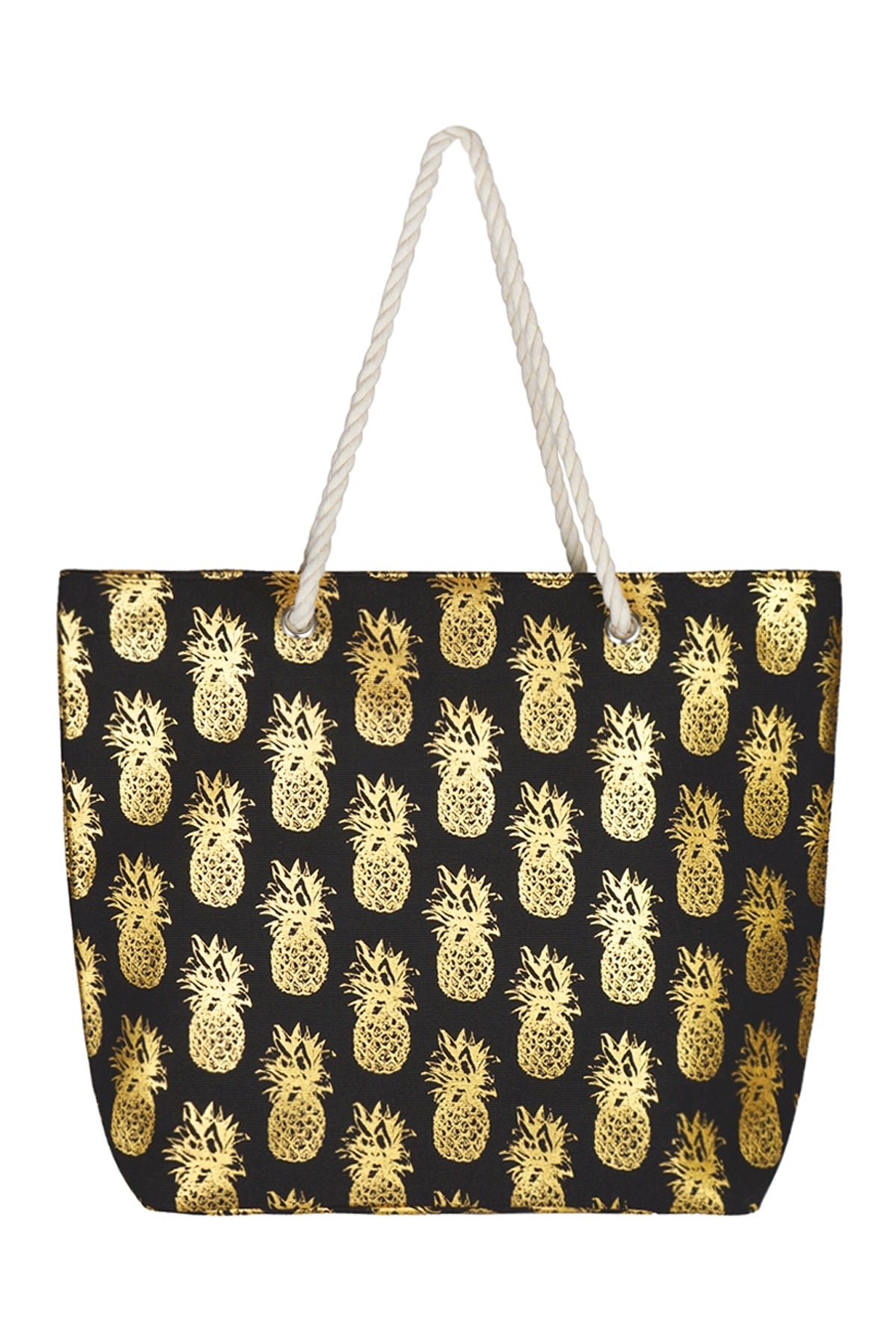 GOLD FOIL PINEAPPLE BEACH BAG