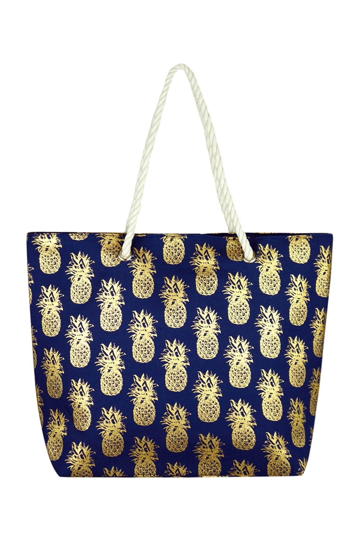 GOLD FOIL PINEAPPLE BEACH BAG