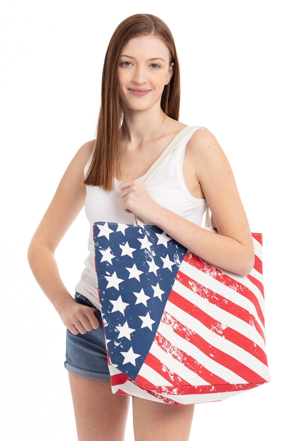 TROPICAL AMERICAN FLAG BEACH BAG