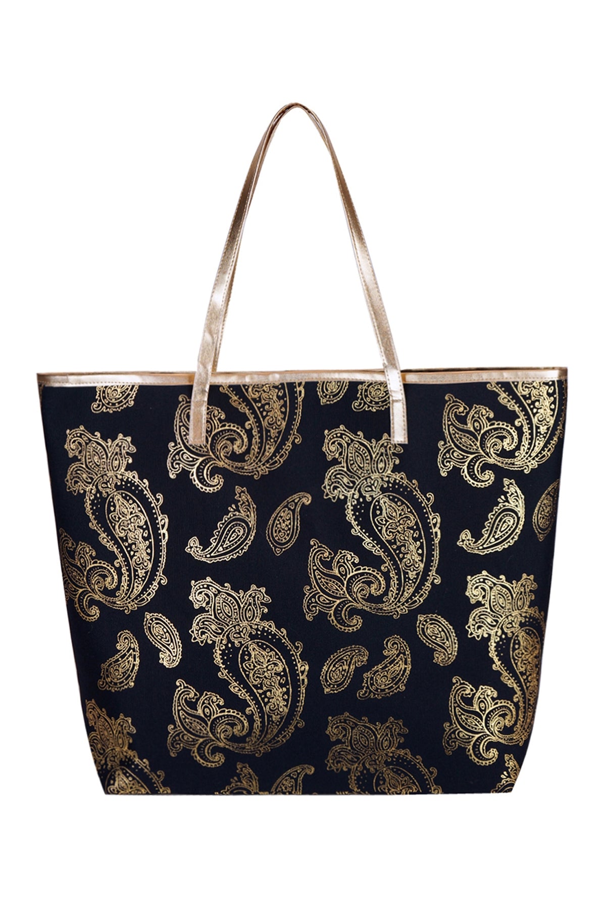 GOLD FOIL PAISLEY TOTE BAG CORAL/6PCS