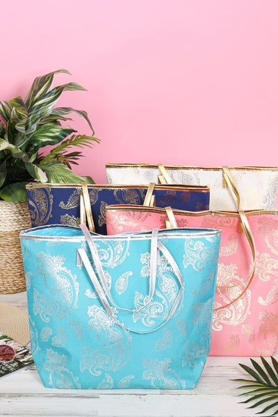 GOLD FOIL PAISLEY TOTE BAG