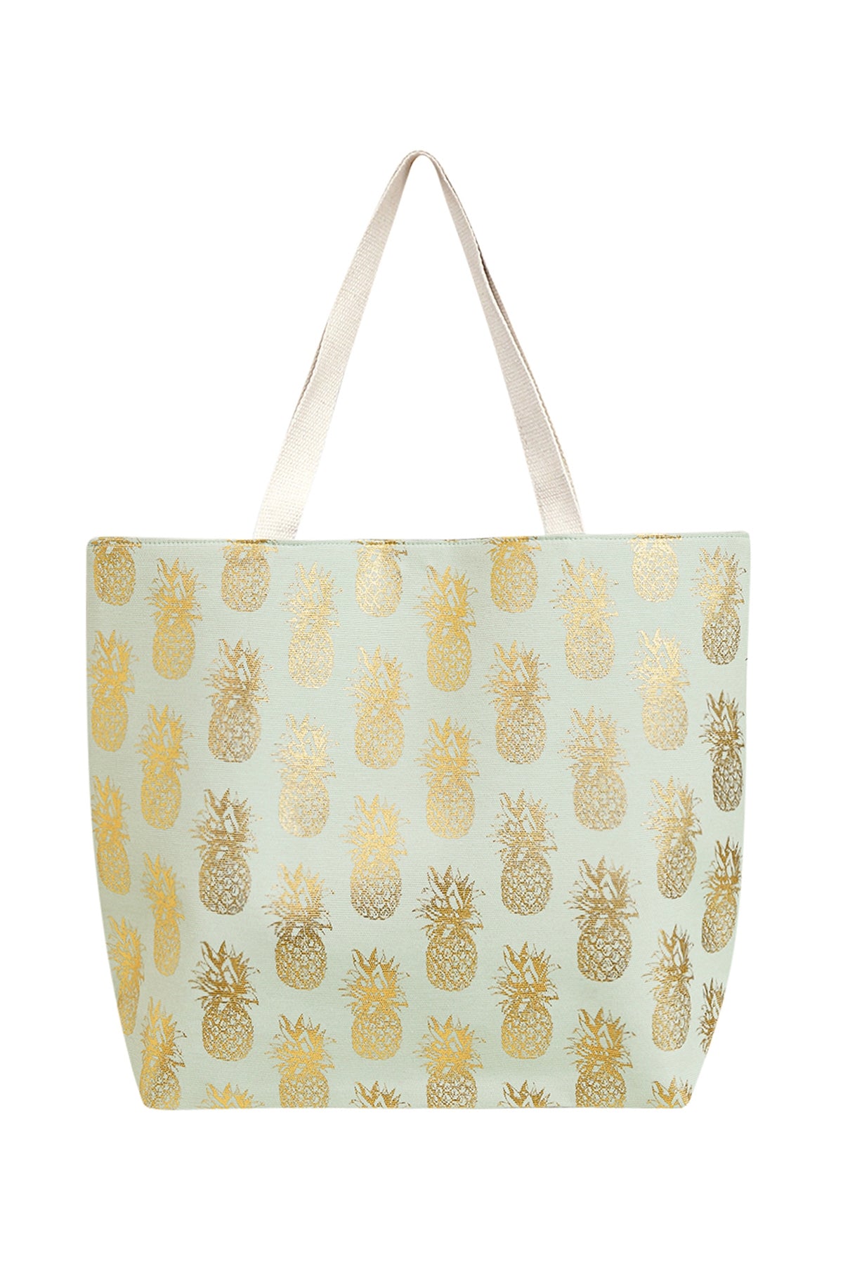 GOLD FOIL PINEAPPLE BEACH BAG
