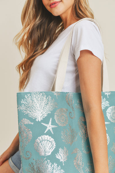 FOIL SEA LIFE TOTE BAG/1PC (NOW $6.75 ONLY!)