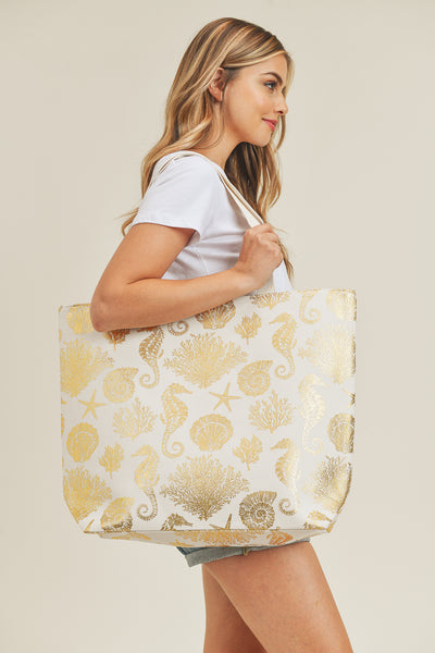 FOIL SEA LIFE TOTE BAG/1PC (NOW $6.75 ONLY!)