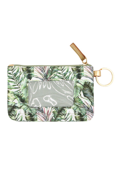 HAND DRAWN TROPICAL LEAVES ID WALLET & DETACHABLE LANYARD
