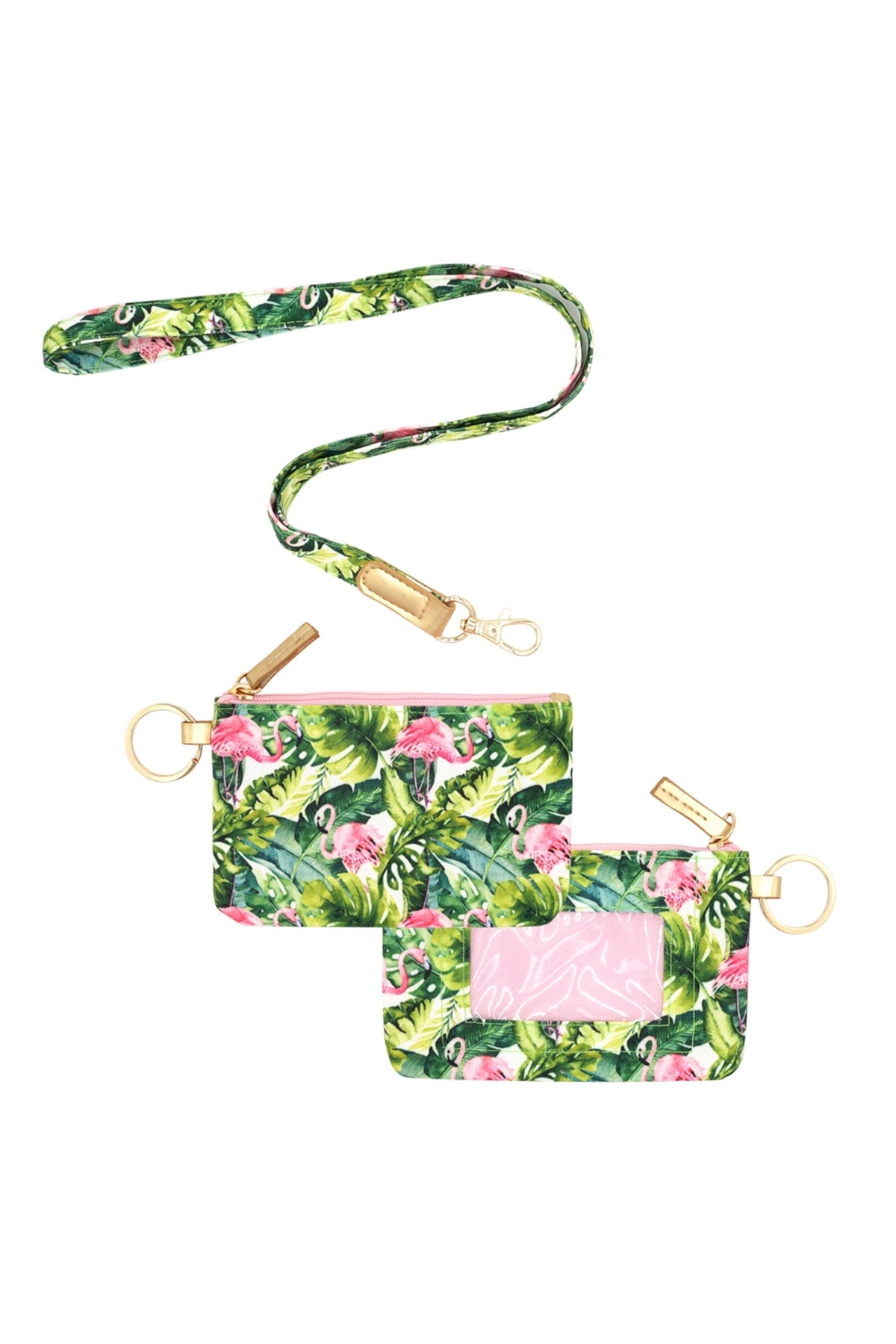 TROPICAL FLAMINGO ID WALLET & DETACHABLE LANYARD